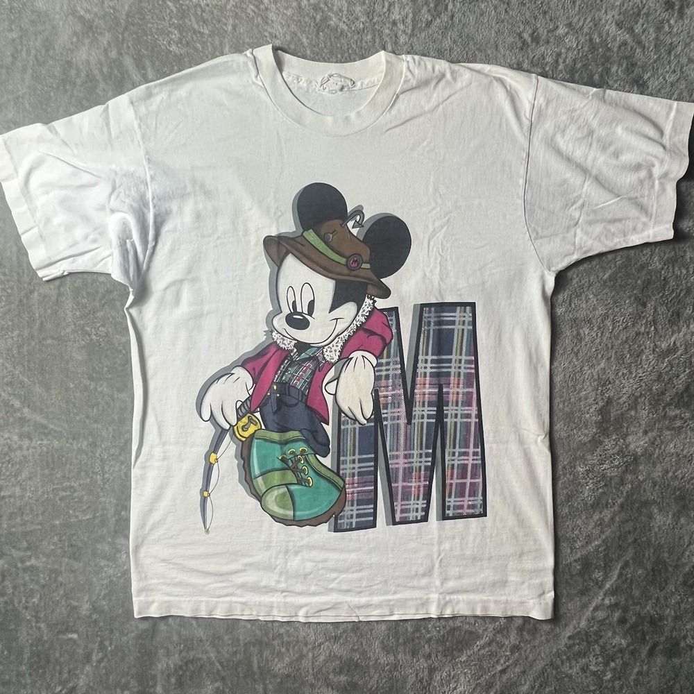 Vintage 90s Mickey Mouse Disney Fisherman Single Stitch USA XL